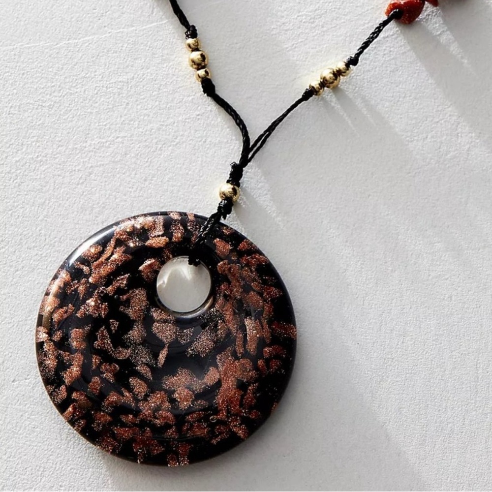 Free People | Get Lost Cord Pendant Necklace | Blown Glass Pendant | NWT